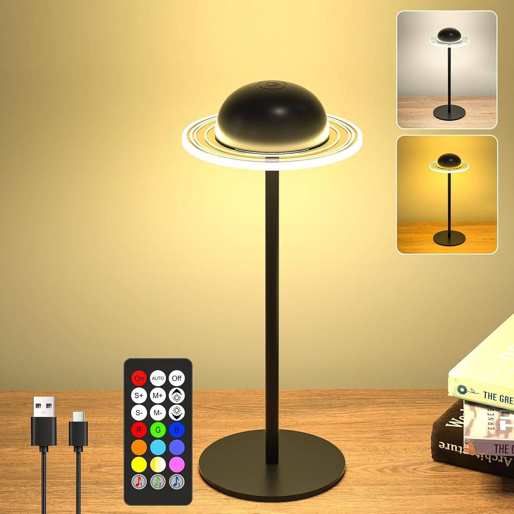 Saturn LED Desk Lamp RGB Color Changing Rechargeable Portable Table Lamp‎ Black